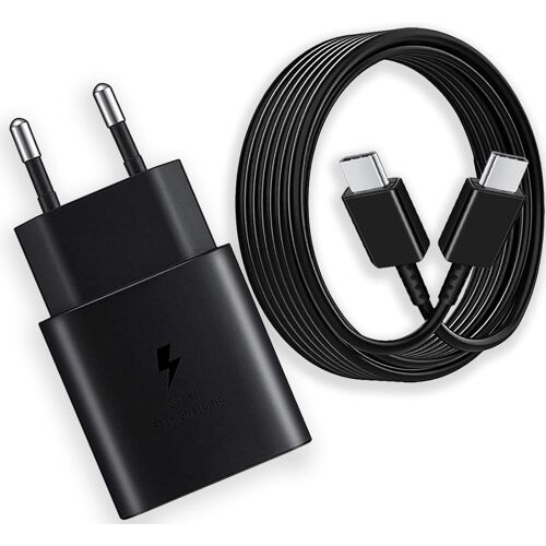 LORANKA-25W Chargeur Super Rapide Type C pour Samsung Galaxy S25 S24 S23 S22 S21 S20 Plus/Ultra S21FE Note20 A55 A54 A53 A34 A20e A15 Z Flip 6/Z Fold 5, USB C Chargeur Secteur avec 1.5m Cable USB Typ