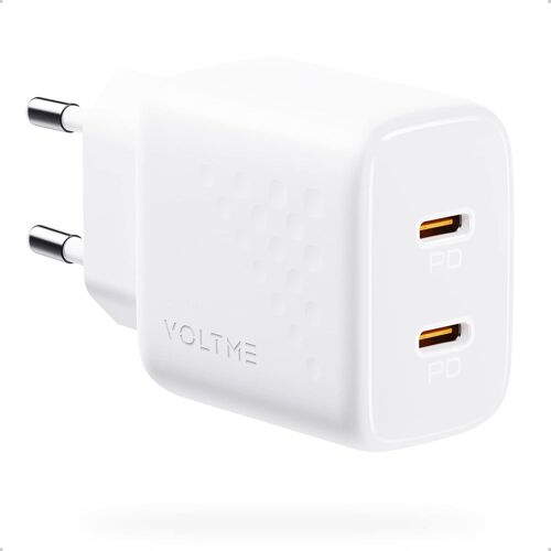 Chargeur Usb C 20W, Chargeur 2-Port Mural Usb-C Double Type C Charge Rapide Secteur Pd3.0 Pps Adaptateur Compatible Avec Iphone 15/14/Pro/Pro Max, Galaxy Note, Xiaomi/Huawei/Pixel - Blanc