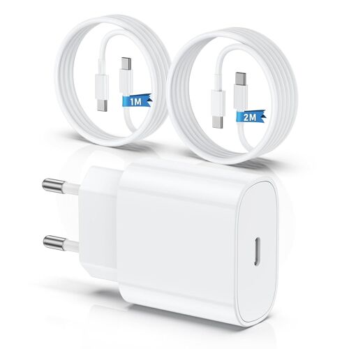 Chargeur pour iPhone 15 16,20W apple chargeur rapide avec 60W 1M+2M câble de charge rapide pour iPhone 16/16 Pro/16 Max/16 Plus/iPhone 15/15 Pro/15 Max/15 Plus/iPad Pro/Air/Mini.