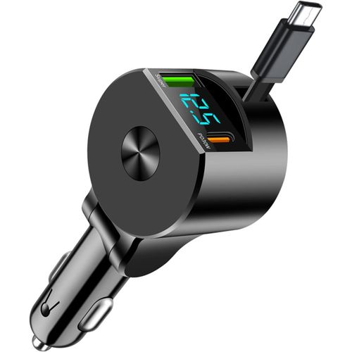 Njmks-Rétractable Chargeur Voiture, Usb C Accessoire Voiture Interieur, 75w Chargeur Allume Cigare, Voyage Accessoires, Adaptateur Allume Cigare Usb Pour Iphone 16 15 14 13 12 Pro Max Plus Galaxy S24