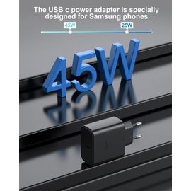 45W Chargeur Usb C Charge Rapide Pour Samsung Galaxy S25 Ultra/S25+/S24/S23/S22/S21/S20+/Note 20 Et 2M Câble,Prise Usb C Chargeur Type C Adaptateur Secteur Chargeur Ultra Rapide Pour Samsung (Noir)
