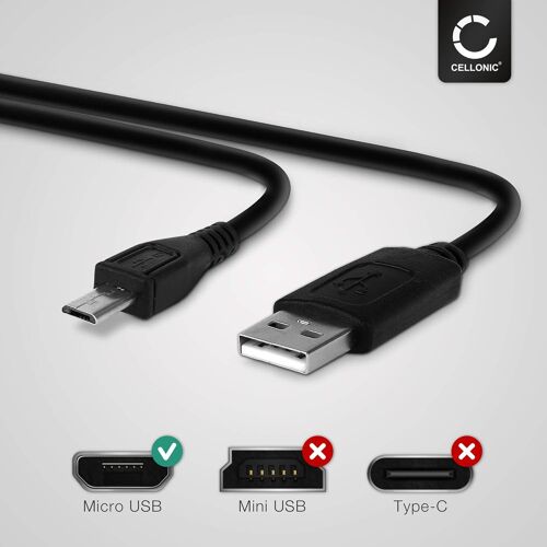 Câble USB transfert de données et charge de 1m compatible avec Blackview BV4900, BV4900s, BV5500, BV5500 Plus, BV6000 Micro-USB langer Stecker vers USB A 2.0 1A noir Fil en PVC