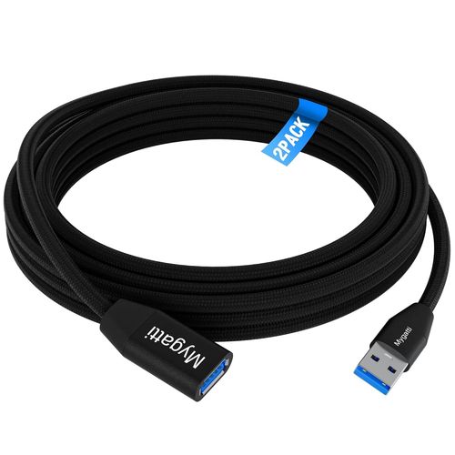 TIANYI-Câble d'extension USB 3.0 3 mètre (paquet de 2),cordon d'extension de type A mâle à femelle,nylon tressé,transfert de données 5 Gbit/s,compatible avec webcam,appareil photo,clé USB,disque dur