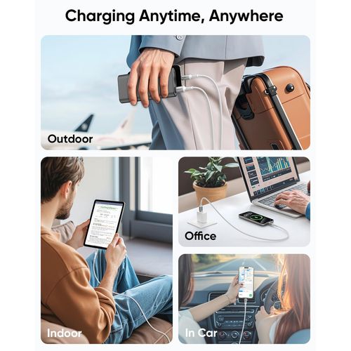 Câble USB C, 0,5m Câble USB A vers C 10 Gbps Câble en nylon tressé de Compatible avec iPhone 16/15 Pro Max, Galaxy S24 S23 S22, Android Auto-Blanc