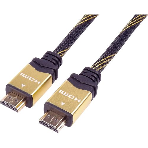 Câble Hdmi Haut Débit 4K M/M, 10,2 Gbit/S Avec Ethernet, Compatible Vidéo 4K@30 Hz, Full Hd 1080P, Deep Color, 3D, Arc, Hdr, Dolby Truehd, Connecteurs Plaqués Or, Noir/Or, 1,5 M