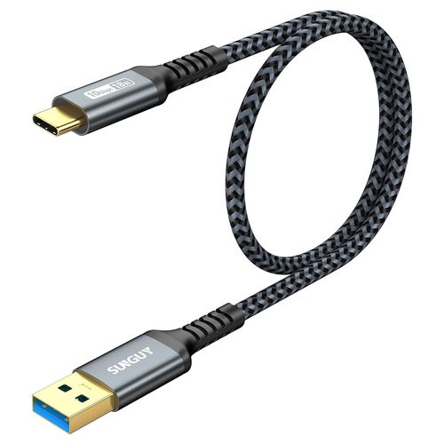 APT-USB C Câble, 0,5m Câble USB 3.0 Câble USB A vers C 10 Gbit/s Câble en nylon tressé de Type C Compatible avec iPhone 16/15 Pro Max, Galaxy S24 S23 S22, Android Auto