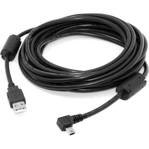 KALANKA-Câble de données mini USB type B mâle 5 broches coudé à 90 degrés vers USB 2.0 mâle 5 mètres avec noyau de ferrite EMI
