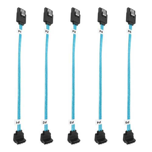 KALCX-Lot De 5 Câbles Sata Iii De 20,3 Cm/0,2 M,Courts Et Minces,Sata À Angle Droit Vers Droit,Câble De Données Flexible De 6 Go Avec Loquet De Verrouillage Pour Disque Dur,Ssd,Disque Dur