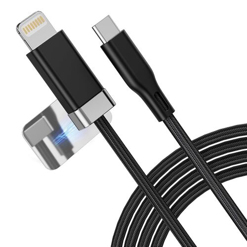 LORANKA-StayCable Câble USB C vers Lightning avec support de câble magnétique 1 m Charge rapide, tressé et synchronisation des données pour iPhone 12, 13, 14 Home Car Desk Gestion des câbles Design