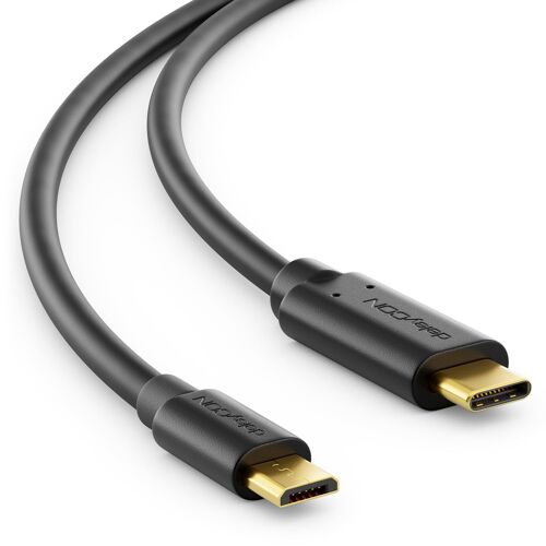 1 M Usb-C To Micro-Usb Cable ¿ Charging And Data For Smartphone, Tablet With Micro-Usb Or Usb-C Adapter ¿ Black