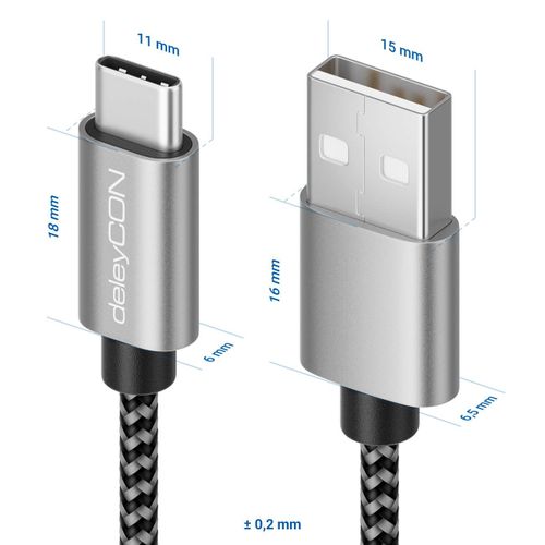 SET de Câbles USB-C (4 Pièces - 0,5m 1m 2m 3,0m) Nylon Câble de Charge Câble de Données USB Type C Connecteur Métallique Charge & Synchronisation de Téléphone Portable & Smartphone