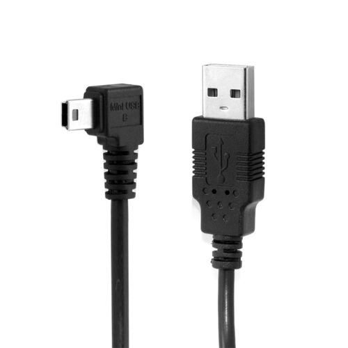 Câble De Données Mini Usb Type B Mâle 5 Broches Coudé À 90 Degrés Vers Usb 2.0 Mâle 5 Mètres Avec Noyau De Ferrite Emi