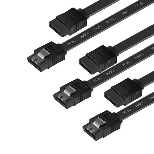 SUBZONAL-Lot de 3 câbles SATA III 6 Gbit/s Droits SDD avec loquet de Verrouillage 45,7 cm pour Disque Dur SATA, SSD, Pilote CD, graveur CD ¿ Noir