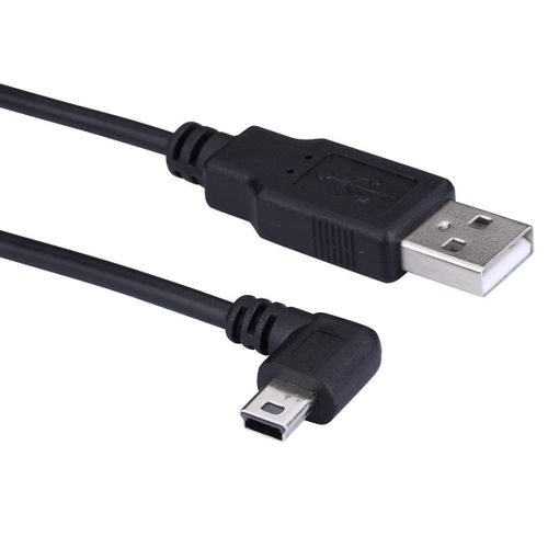 TGRF-5 mètres USB 2.0 A mâle à Mini B câble USB 90 degrés angle gauche cordon de charge rapide pour voiture Dash Cam DVR GPS appareils photo numériques navigateur
