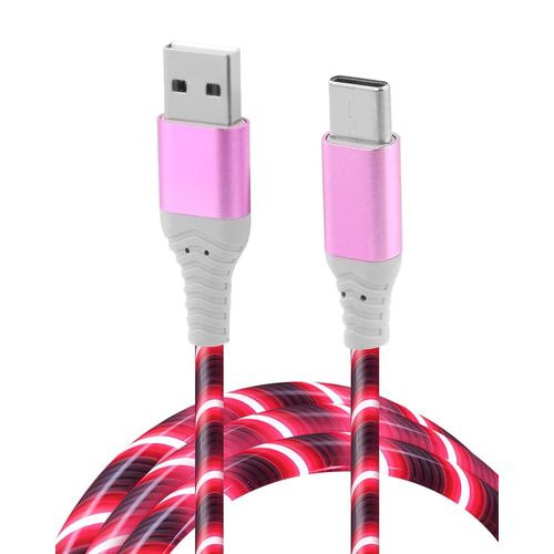 2M Câble Usb C Lumineux, Câble Usb A Vers Type C Charge Rapide 3A Allumez Le Chargeur De Téléphone Multi Led Android Pour Transfert De Données Et Chargement Iphone Pro Max Samsung S23 Ipad Ps5 Rouge