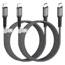 Cable Usb C Vers Lightning 2M Lot De 2[Certifiés Mfi], Cable Lightning Usb C Charge Rapide Câble Chargeur Iphone Nylon Cordon Iphone Fil Chargeur Pour Iphone 14/13/12/11/X/8, Pad, Airpods[Z983]