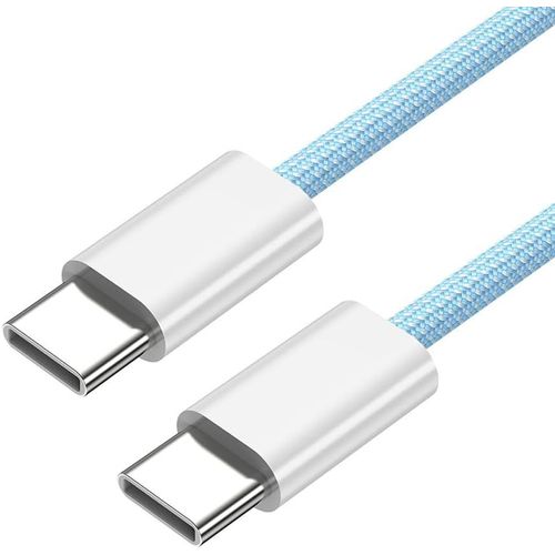 Câble d'alimentation USB-C 27 W 65 W 480 Mbit/s de type C à charge rapide pour téléphone, tablette et ordinateur portable, manchon bleu de 1 m