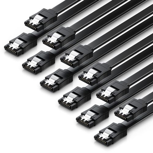 KALCX-6X 50Cm Set De Câbles Sata 3 Câble De Données Sata Iii-Hdd Ssd Câble De Connexion Clip Métallique 6 Gbit/S-2 Connecteurs Droits De Type L-Noir