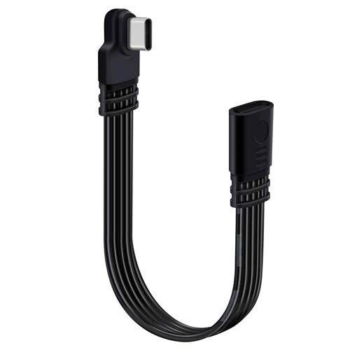 JGD-Rallonge USB C 90 Degré Cable Type C Plat Cable USB C Mâle vers Femelle 2.0 pour Charge Rapide et un Transfert de Données (Courbure Gauche, 0.1 m)