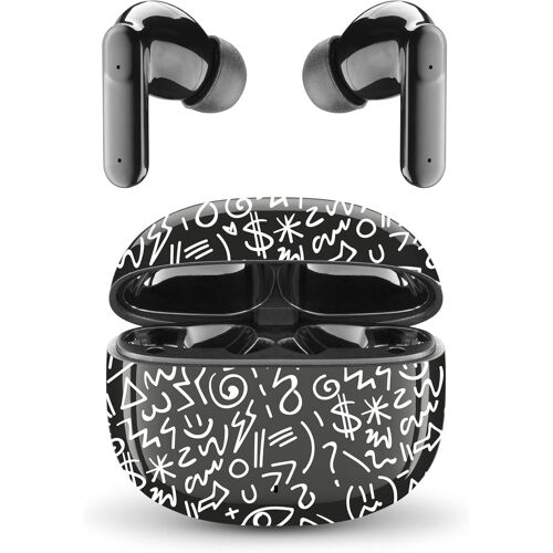 MEVRONISSHOP-Fancy - Écouteurs Bluetooth TWS - Design Intra-Auriculaire - sans Fil - Boîtier de Recharge - Microphone - Temps de Lecture jusqu'à 25 Heures d'écoute - Noir