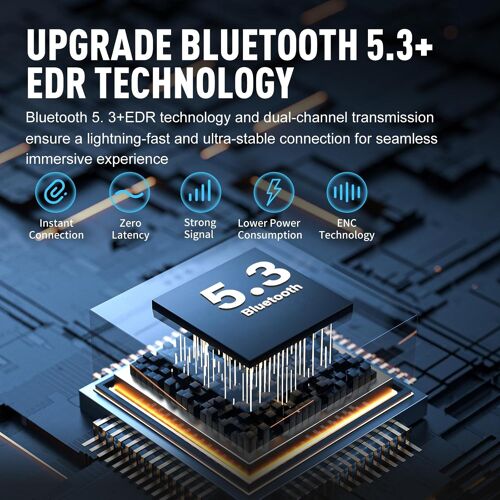 TRAHOO-Écouteurs Intra-Auriculaires sans Fil Bluetooth 5.3, 4 micros ENC, Appel Clair, écouteurs Bluetooth, contrôle Tactile, 40 Heures de Lecture, étanche IPX5 TWS, écouteurs légers