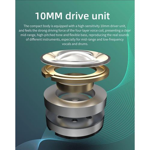 TIANYI-CA2 Écouteurs intra-auriculaires avec microphone, caisson de basses personnalisé, écouteurs de jeu, DJ, chanteur, convient pour les musiciens, réduction du bruit, blanc sans micro