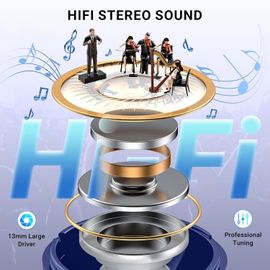 SJZG-Ecouteurs Bluetooth Sans Fil Casque Bluetooth 5.3 Avec 4 Enc Réduction Bruit Mic Écran Led Hifi Son Stéréo 42H Durée Lecture Ip6 Étanche Sport Contrôle Tactile Pour Ios Android Bleu Foncé