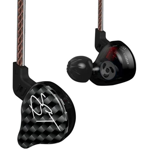 AYU-KZ ZST Écouteur Filaire Sport, Écouteurs Intra-Auriculaires Écouteurs Casque Filaire Stéréo Anti-Bruit avec Jack 3.5mm(Carbone sans Micro)