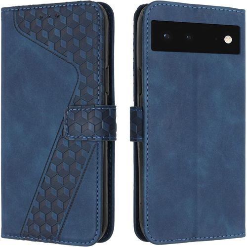 KAL-Coque Pour Google Pixel 6, Etui Protection Housse Premium En Cuir Pu Portefeuille Étui Téléphone [Fermoir Magnétique] [Fentes Pour Cartes] Flip Case Pour Google Pixel 6¿Bleu
