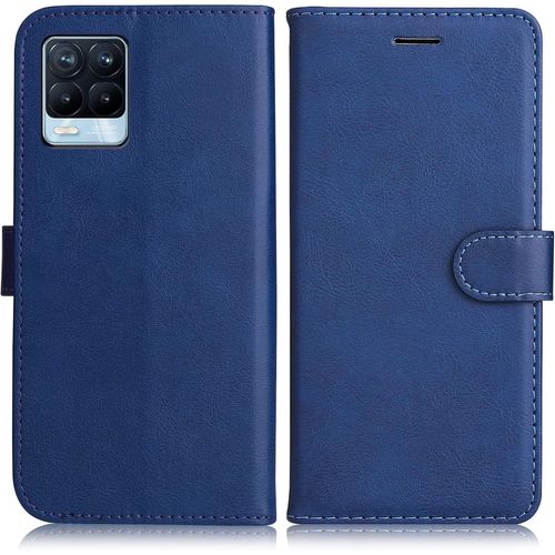 KAL-Coque Pour Oppo Realme 8 4G / Oppo Realme 8 Pro, Pu En Cuir Coque Portefeuille Étui Housse, Design Classique Tpu Coque Pour Oppo Realme 8 4G / Oppo Realme 8 Pro, Bleu Marin