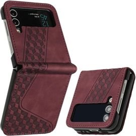 Kal-Coque Pour Samsung Galaxy Z Flip 3, Etui Protection Housse Premium En Cuir Pu Portefeuille Étui Téléphone [Fermoir Magnétique] [Fentes Pour Cartes] Flip Case Pour Galaxy Z Flip 3¿Rouge