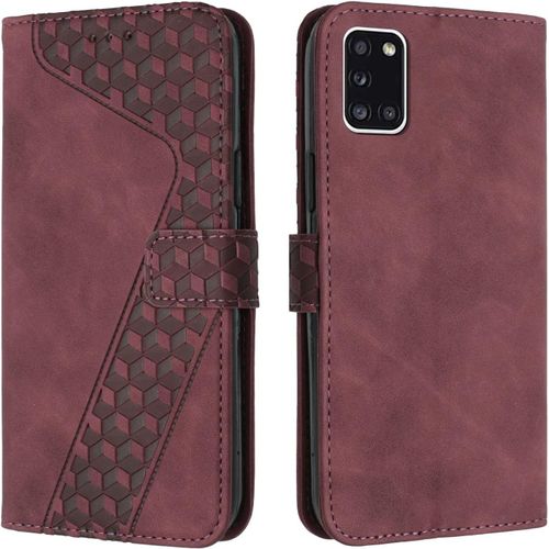Sjzg-Coque Pour Samsung Galaxy A31, Etui Protection Housse Premium En Cuir Pu Portefeuille Étui Téléphone [Fermoir Magnétique] [Fentes Pour Cartes] Flip Case Pour Samsung Galaxy A31¿Rouge