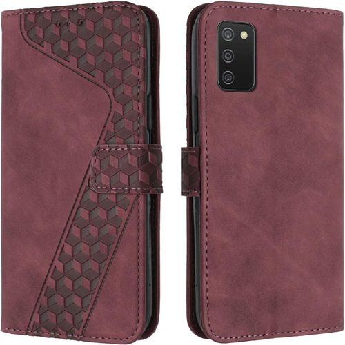 KAL-Coque Pour Samsung Galaxy A03S, Etui Protection Housse Premium En Cuir Pu Portefeuille Étui Téléphone [Fermoir Magnétique] [Fentes Pour Cartes] Flip Case Pour Samsung Galaxy A03S¿Rouge