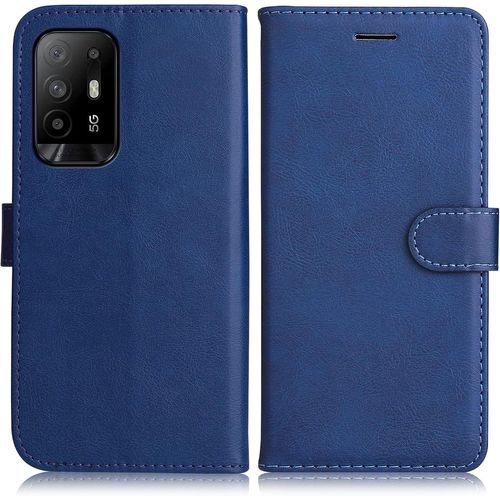 Kal-Coque Pour Oppo A94 5g / Oppo A95 5g / Oppo F19 Pro Plus, Pu En Cuir Coque Portefeuille Étui Housse, Design Classique Tpu Coque Pour Oppo A94 5g / Oppo A95 5g / Oppo F19 Pro Plus, Bleu Marin