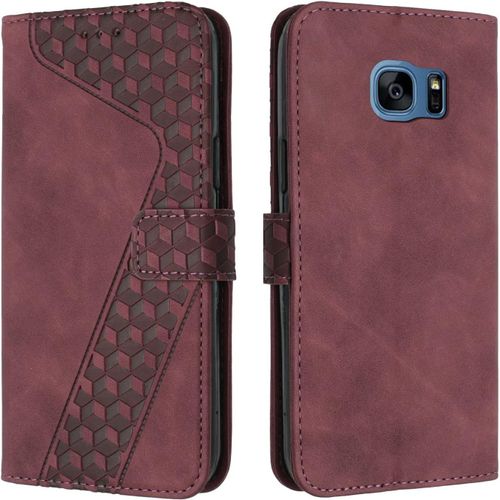 Coque Pour Samsung Galaxy S7 Edge, ¿¿Tui Housse Protection En Cuir Pu [Pochette De Portefeuille] [Magn¿¿Tique], Antichoc Etui ¿¿ Rabat Pour Samsung S7 Edge (Rouge)