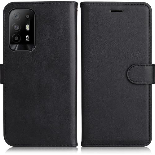 Kal-Coque Pour Oppo A94 5g / Oppo A95 5g / Oppo F19 Pro Plus, Pu En Cuir Coque Portefeuille Étui Housse, Design Classique Tpu Coque Pour Oppo A94 5g / Oppo A95 5g / Oppo F19 Pro Plus, Noir