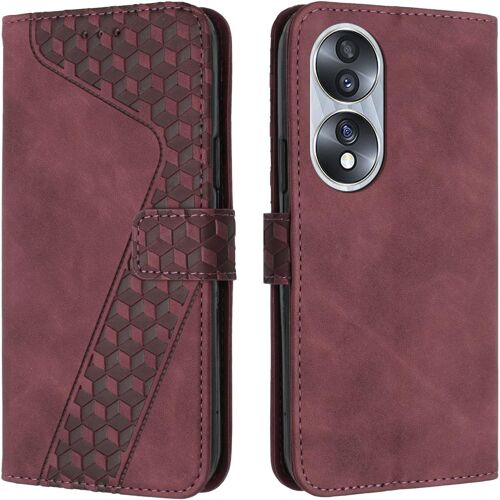 KAL-Coque Pour Huawei Honor 70, Etui Protection Housse Premium En Cuir Pu Portefeuille Étui Téléphone [Fermoir Magnétique] [Fentes Pour Cartes] Flip Case Pour Huawei Honor 70¿Rouge