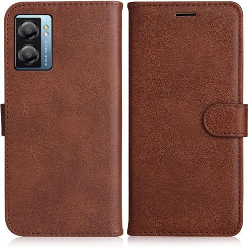 Kal-Coque Pour Oppo A57s 4g/ Oppo A77 5g / Oppo A57 4g, Pu En Cuir Coque Portefeuille Étui Housse, Design Classique Tpu Coque Pour Oppo A57s 4g/ Oppo A77 5g / Oppo A57 4g, Marron