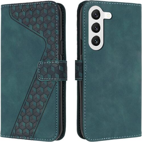 SJZG-Coque Pour Samsung Galaxy S23 Plus, Etui Protection Housse Premium En Cuir Pu Portefeuille Étui Téléphone [Fermoir Magnétique] [Fentes Pour Cartes] Flip Case Pour Samsung Galaxy S23 Plus¿Vert