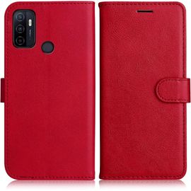 KAL-Coque Pour Oppo A53S / Oppo A32 / Oppo A53 2020 / Oppo A33 2020, Pu En Cuir Coque Portefeuille Étui Housse, Design Classique Tpu Coque Pour Oppo A53S / Oppo A32, Rouge