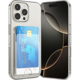 Coque Pour Iphone 16 Pro Max Avec Porte Cartes, Souple Tpu Silicone Transparente Protection De La Caméra Étui Portefeuille Lentille Anti-Rayures Carte Housse Pour 2 Cartes