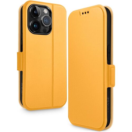 TRAHOO-Etui Coque iPhone 15 Pro, Ultra Mince, Protection Housse en Cuir Portefeuille [Emplacements Cartes] [RFID Blocage] [Magnétique] Coque pour iPhone 15 Pro (6,1 Pouces), Jaune