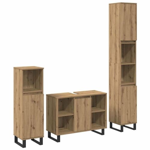 Vidaxl Ensemble De Meubles De Salle De Bain 3 Pièces Chêne Artisan Bois D'ingénierie