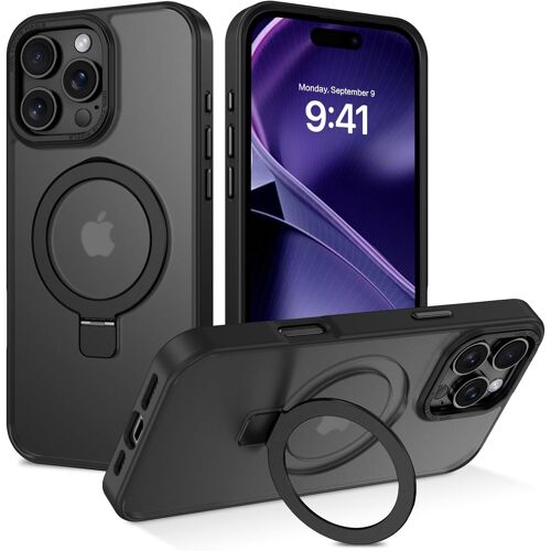 KAL-Coque Magnétique Pour Iphone 16 Pro Étui Compatible Avec Magsafe [Support Anneau Béquille Intégré], Housse De Protection Bumper Antichoc De Militaire Coque Case Pour Iphone 16 Pro 6.3""-Noir