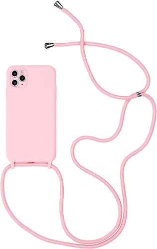 KAL-Coque Pour Iphone Xr Avec Cordon De Collier, Coque Pour Iphone Xr Souple Silicone Tpu Bumper Etui Housse Avec Cordon Réglable Lanyard Case Pour Iphone Xr Mince Collier Cover-Rose