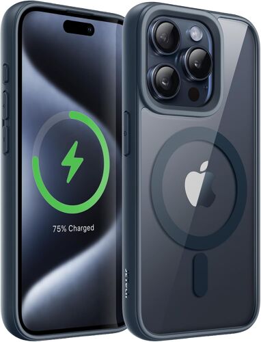 Magnetic Case For Iphone 15 Pro 6.1 Inch Compatible With Magsafe, Shockproof Bumper Case, Solid Color Matte Tpu Frame, Transparent Anti-Scratch Back (Titanium)