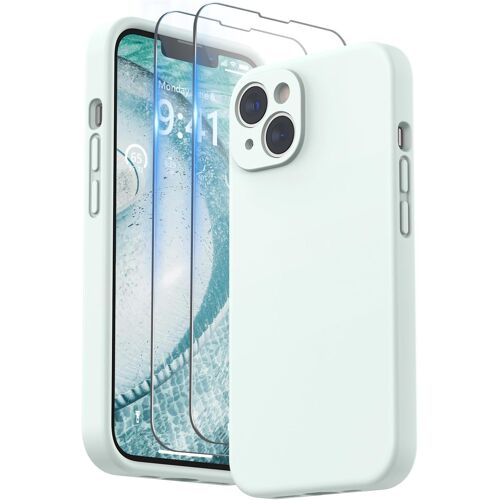 Coque Silicone Liquide Compatible avec iPhone 14 6,1 Pouces, Protection Individuelle pour Chaque Objectif ?paissie Silicone Premium Etui pour iPhone 14 6,1 (Menthe Douce)