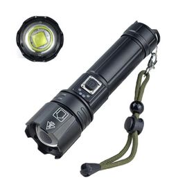 H38 Lampe De Poche Led Tactique Ultra Puissante Élevés Super Lumineuse Zoomable Rechargeable Étanche 5 Mode Avec Puissance De Sortie, Batterie Lithium Pour Camping Chasse Police Militaire