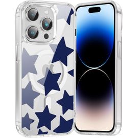 Coque Magnétique Pour Iphone 15 Pro Max 6,7"", Compatible Avec Magsafe, Transparente Fille Etui Avec Aesthetic Motif Etoile Dessin, Souple Silicone Mince Tpu Case Antichoc Protectio[Wke03689]