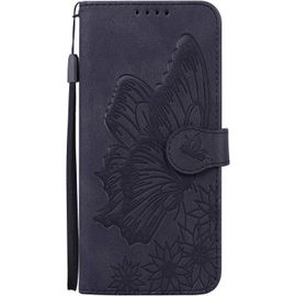 KAL-Cuir Coque Pour Iphone 6/6S/7/8/Se 2020 Antichoc Avec Support Clapet Design Silicone Papillon Motif Drôle Étui Bumper 360 Kickstand Case Cover Housse Fille Femme Homme Portefeuille - Noir